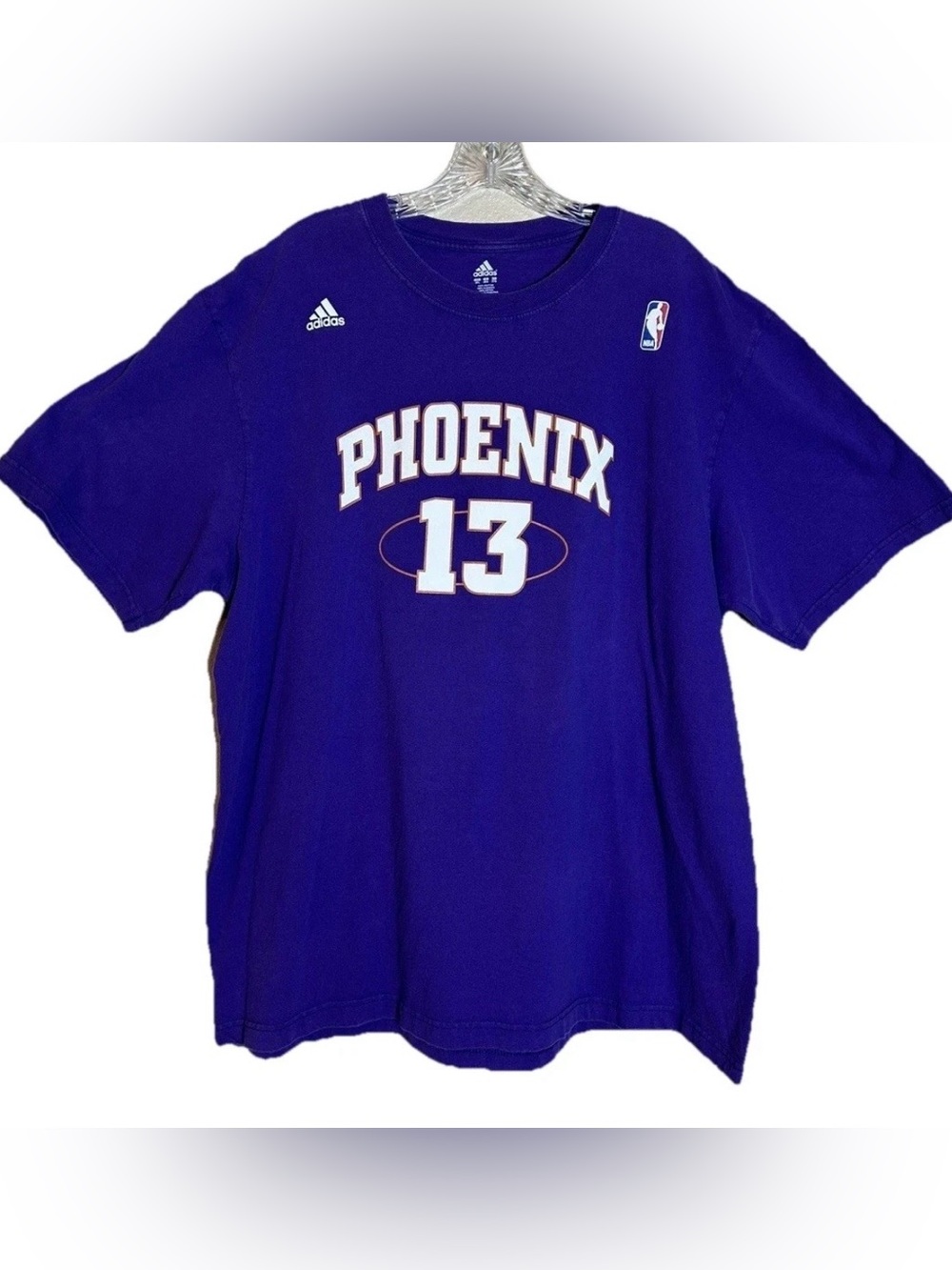 Phoenix Suns NBA Basketball #13 Mens 2XL Steve Nash Purple Adidas T-Shirt, EUC